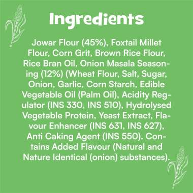 Nourish You: Organic Millet Snack - Jowar Bites( Chips ) - Onion Masala Flavour - Healthy Snacks ,  Gluten free -60gm