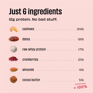 The Whole Truth: Protein Bars - Cranberry - Pack of 6 (6 X 52G) - No Added Sugar - All Natural
