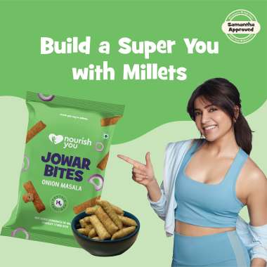 Nourish You: Organic Millet Snack - Jowar Bites( Chips ) - Onion Masala Flavour - Healthy Snacks ,  Gluten free -60gm