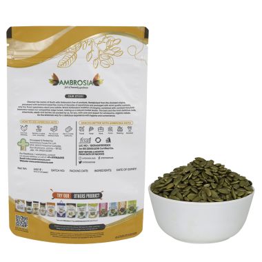 Ambrosia: Ambrosia Roasted Pumpkin Seeds Pouch 250g (Pack of 1) Lightly Salted