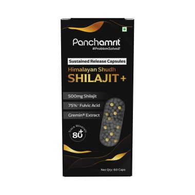 Panchamrit: 8 hrs Sustained Release Capsule 500mg Himalayan Shilajit+ with Gremin® Extract Daily Energy Boost, Faster Muscle Recovery  60 caps