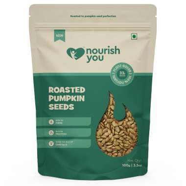 Nourish You: Organic Roasted Pumpkin Seeds - Gluten free & Protein rich , Healthy Snacks  -Pack of 1 ( 100g )