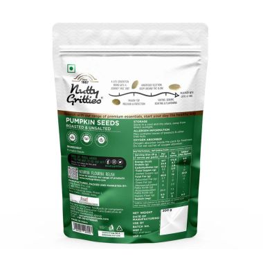 Nutty Gritties: Roasted Pumpkin Seeds, Unsalted - 200g