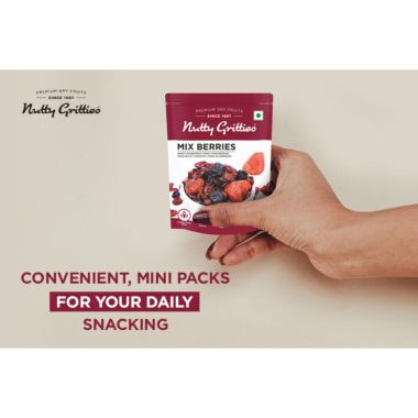 Nutty Gritties: Mix Berries - Dried Cranberries, Blueberries, Strawberries, Black Currants Jar Pack- 250 (5 Pack of 50g each)