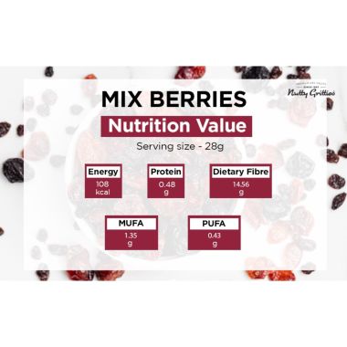Nutty Gritties: Mix Berries - Dried Cranberries, Blueberries, Strawberries, Black Currants Jar Pack- 250 (5 Pack of 50g each)