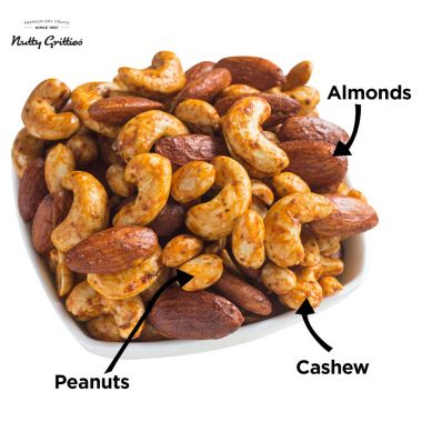 Nutty Gritties: Thai Chilli Blend Trail Mix - Almonds, Cashews and Peanuts, Dry Roasted, Non Fried, Zero Oil - 200g