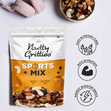 Nutty Gritties: Sports Mix - Roasted Almonds, Cashews, Pistachios, Dried Blueberries, Cranberries and Raisins - 350g (Family Pack of 2 )
