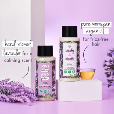 Love Beauty And Planet: Natural Argan Oil and Lavender Sulfate Free Anti-Frizz Shampoo, 400ml