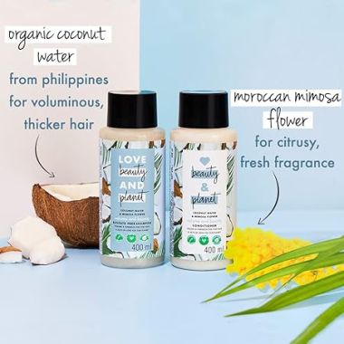 Love Beauty And Planet: Coconut Water and Mimosa Flower Sulfate Free Volume and Bounty Shampoo, 400ml