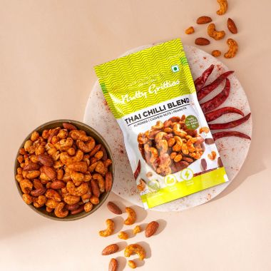 Nutty Gritties: Thai Chilli Blend Trail Mix - Almonds, Cashews and Peanuts, Dry Roasted, Non Fried, Zero Oil - 200g