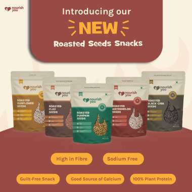 Nourish You: Organic Roasted Sunflower Seeds - Rich in Protein , Healthy Snacks , Gluten free -Pack of 2 X 100g each