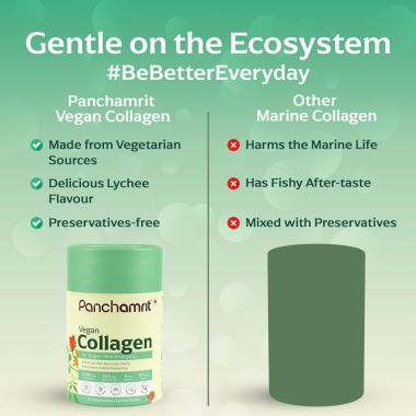 Panchamrit: Vegan Collagen Supplement 25*10g Sachet(Litchi)|Boosts Skin Elasticity, Anti Wrinkle,Strong Bones & Joints Collagen(5g),Hyaluronic Acid