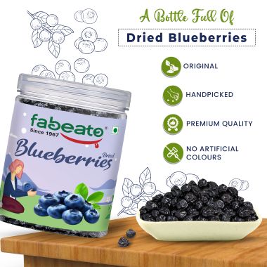 Fabeato: Premium Dried Whole Blueberries 250g - Naturally Sweet & Juicy -Rich in Antioxidants & Fiber - Dried Berries  - Vitamin Rich Berries.