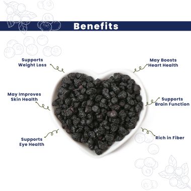 Fabeato: Premium Dried Whole Blueberries 250g - Naturally Sweet & Juicy -Rich in Antioxidants & Fiber - Dried Berries  - Vitamin Rich Berries.
