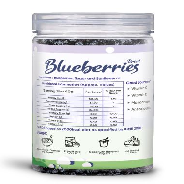 Fabeato: Premium Dried Whole Blueberries 250g - Naturally Sweet & Juicy -Rich in Antioxidants & Fiber - Dried Berries  - Vitamin Rich Berries.