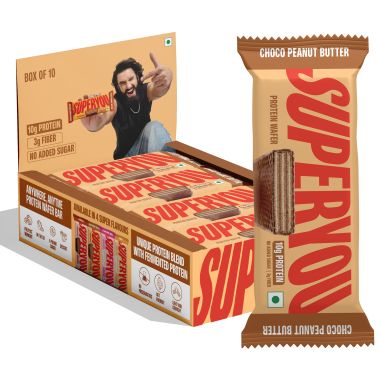 SuperYou: Choco Peanut Butter Protein Wafer Bars (Pack of 10)|10g Protein, 3g Fiber, No Added Sugar 400g
