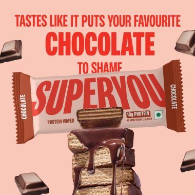 SuperYou: Chocolate Protein Wafer Bars (Pack of 10)|10g Protein, 3g Fiber, No Added Sugar 400g