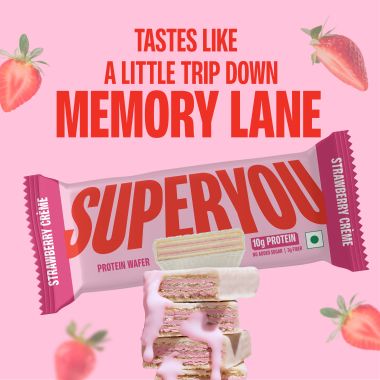 SuperYou: Strawberry Protein Wafer Bars (Pack of 10)|10g Protein, 3g Fiber, No Added Sugar 400g