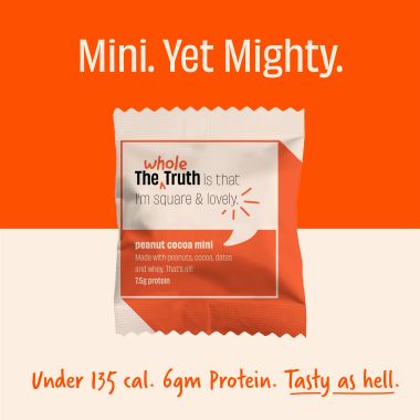 The Whole Truth: Protein Bar Minis - Peanut Cocoa - Pack of 8 - 8 x 27g - No Added Sugar - All Natural
