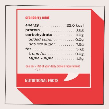 The Whole Truth: Mini Protein Bars - Cranberry - Pack of 8-8 x 27g - No Added Sugar - All Natural