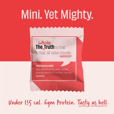 The Whole Truth: Mini Protein Bars - Cranberry - Pack of 8-8 x 27g - No Added Sugar - All Natural