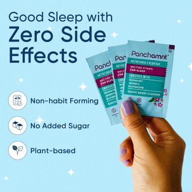 Panchamrit: Melting Strips for Sleep 5mg Melatonin 90 Strips - Non-Addictive, No Added Sugar, Helps in Enhancing Sleep Quality, restful Nights