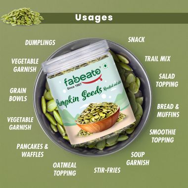 Fabeato: Roasted and salted Pumpkin seeds 250g- Diet Food Healthy Crunchy Snacks- Immunity Booster and Fiber Rich Superfood- Perfect for Salads, Baking