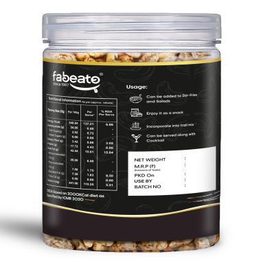 Fabeato: Salt & Pepper Cashews 250g - Premium Kaju Dry Fruits, Whole Crunchy Cashews- Rich in Protein, Nutritious, Crunchy & Delicious - Gluten Free -Plant based Protein