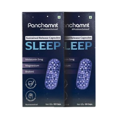 Panchamrit: Sustained Release Capsule For Sleep with 5mg Melatonin, 30mg Valerian Root ,Deep, Relaxing, Undisturbed Sleep ,Non-Habit Forming 2*30 Caps