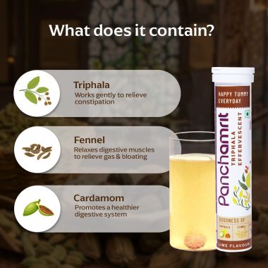 Panchamrit: Triphala Effervescent  Relieves Constipation, Improves Digestive Health Triphala &Saunf along with Prebiotics 20 Tablets (Pack Of 3)