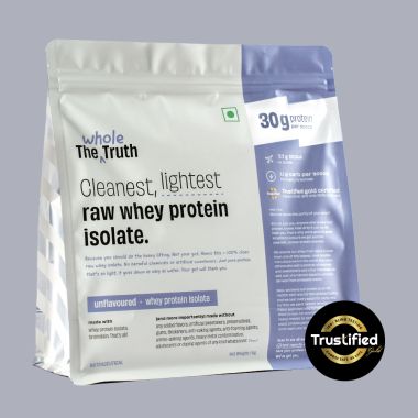 The Whole Truth: Whey Protein Isolate Unflavoured 1 kg (2.2 lbs)  30g Protein per scoop  7.7g BCAA  100% Authentic Whey & No Adulteration  Improved Strength, Faster Recovery & Muscle Building