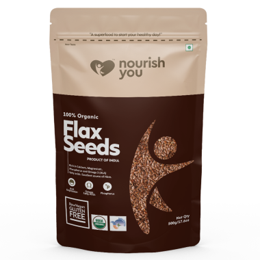 Nourish You: Organic Raw Flax Seeds- Gluten free & Protein rich , Healthy Snacks  - 500g