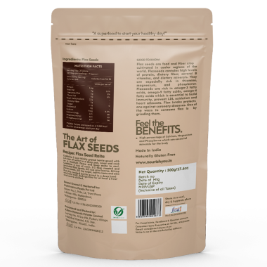 Nourish You: Organic Raw Flax Seeds- Gluten free & Protein rich , Healthy Snacks  - 500g