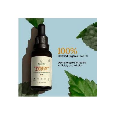 Juicy Chemistry: Facial Oil 30ml - Helichrysum & Rosehip Blend, 100% Pure & Vegan, Natural Moisturizer for Pigmentation, Dull Skin, and Lymphatic Drainage, Pre-Makeup Oil, Gua Sha Face Massage Oil