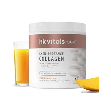HK Vitals: Skin Radiance Collagen Powder, Marine Collagen (Mango, 200 g), Collagen Supplements for Women & Men with Biotin, Vitamin C, E, Sodium Hyaluronate, for Healthy Skin, Hair & Nails