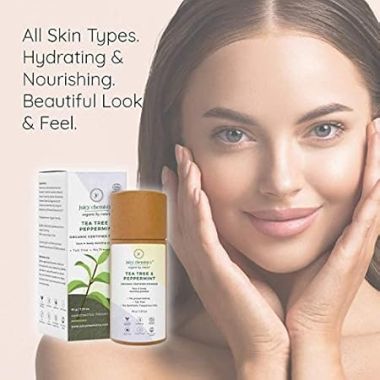 Juicy Chemistry: Tea Tree & Peppermint Dusting Powder, 35gm Vegan, Talc Free, for Men and Women, Daily Use for Face and Body, Skin Brightening, Oil Skin Control provides Matte Finish
