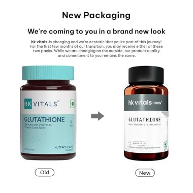 HK Vitals: Glutathione with Vitamin C, Vitamin E, Biotin and Grape Seed Extract, For Clear Skin, 30 Glutathione Capsules
