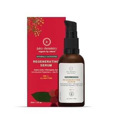 Juicy Chemistry: Regenerating Serum, 30 ml, for Anti-Ageing and Mature Skin - Certified Natural Face Serum with Mountain Pepperberry & Sea Fennel, Fights Skin Aging, For Youthful Skin