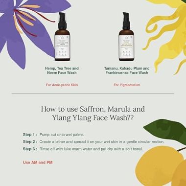 Juicy Chemistry: Saffron, Marula & Ylang Ylang Face Wash, 100 ml | Organic Face Cleanser for Normal, Dry & Mature Skin | Ecocert Certified Organic for Men & Women | Cruelty-free & 100% Vegan