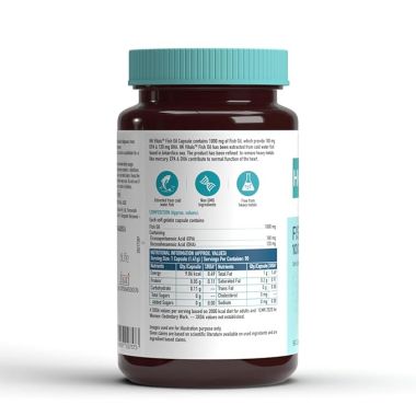 HK Vitals: Fish Oil Capsule For Men And Women (1000mg Omega 3 with 180 mg EPA & 120 mg DHA), for Brain, Heart, Eyes, and Joints Health, 90 Omega 3 Fish Oil Capsules