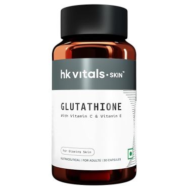 HK Vitals: Glutathione with Vitamin C, Vitamin E, Biotin and Grape Seed Extract, For Clear Skin, 30 Glutathione Capsules