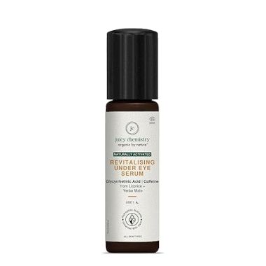 Juicy Chemistry: Under Eye Serum for Dark Circles & Fine Lines, 7ml, Certified Natural Caffeine Rich Revitalising Undereye Serum with Yerba Mate & Licorice, Night Serum for Eyes for All Skin Types