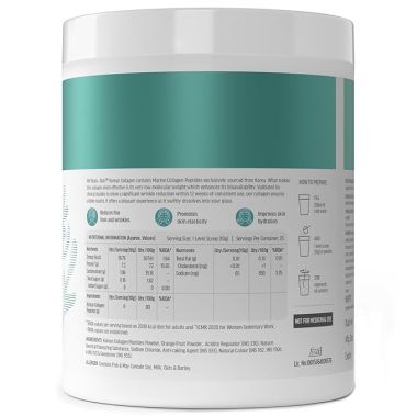 HK Vitals: Pure Korean Skin Marine Collagen Powder - Type 1 Collagen Supplement for Women & Men, Promotes Healthy Skin, Hair & Nails (Orange, 250 g)