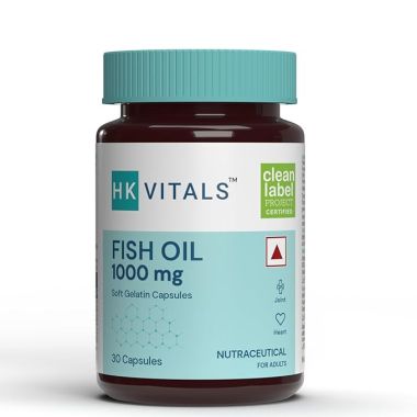HK Vitals: Fish Oil Capsule For Men And Women (1000mg Omega 3 with 180 mg EPA & 120 mg DHA), for Brain, Heart, Eyes, and Joints Health, 30 Omega 3 Fish Oil Capsules