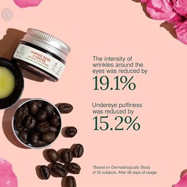 Juicy Chemistry: Damask Rose & Coffee Under Eye Cream, 5 g, Caffeine-rich Eye Cream for Dark Circles, Fine Lines & Puffy Under Eyes - Certified Organic Night Eye Cream