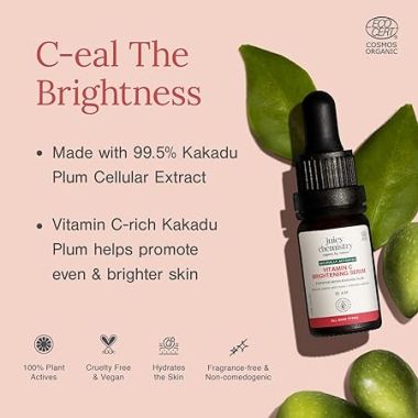 Juicy Chemistry: Vitamin C Brightening Serum, 10 ml | Natural Vitamin C Serum for Glowing, Brighter & More Radiant Skin | Beginner Friendly Potent, Bioavailable Serum | Cruelty-free & 100% Vegan