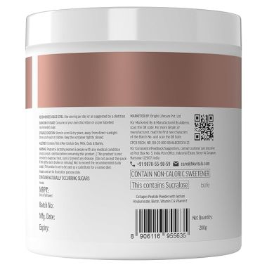 HK Vitals: Skin Radiance Collagen Powder, Marine Collagen (Orange, 200 g), Collagen Supplements for Women & Men with Biotin, Vitamin C, E, Sodium Hyaluronate, for Healthy Skin, Hair & Nails