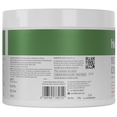 HK Vitals: Skin Radiance Veg Collagen Powder, 120g (Orange) | Vegetarian Collagen Supplements for Women & Men with Biotin, Vitamin C, E, Sodium Hyaluronate, for Healthy Skin, Hair & Nails