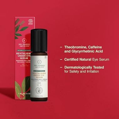 Juicy Chemistry: Under Eye Serum for Dark Circles & Fine Lines, 7ml, Certified Natural Caffeine Rich Revitalising Undereye Serum with Yerba Mate & Licorice, Night Serum for Eyes for All Skin Types