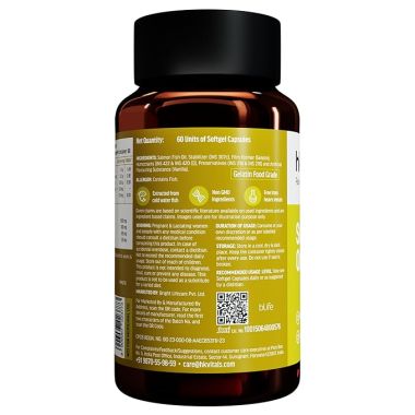 HK Vitals: Salmon Omega 3, 1000mg Omega 3 Fish Oil For Men and Women with 180mg EPA & 120mg DHA, For Joints, Brain, and Eyes Health, 60 Salmon Omega 3 Capsules